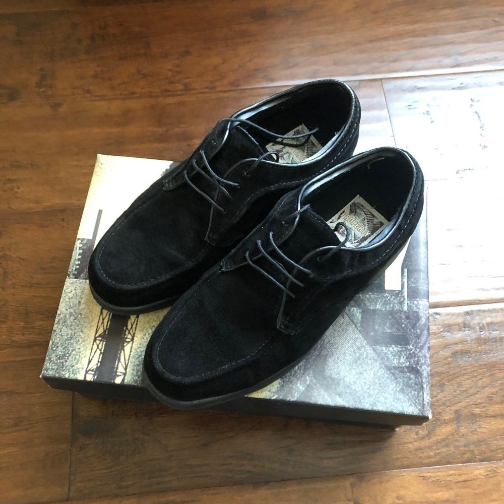Mens Property brand black suede oxford shoes size 8.5 with box